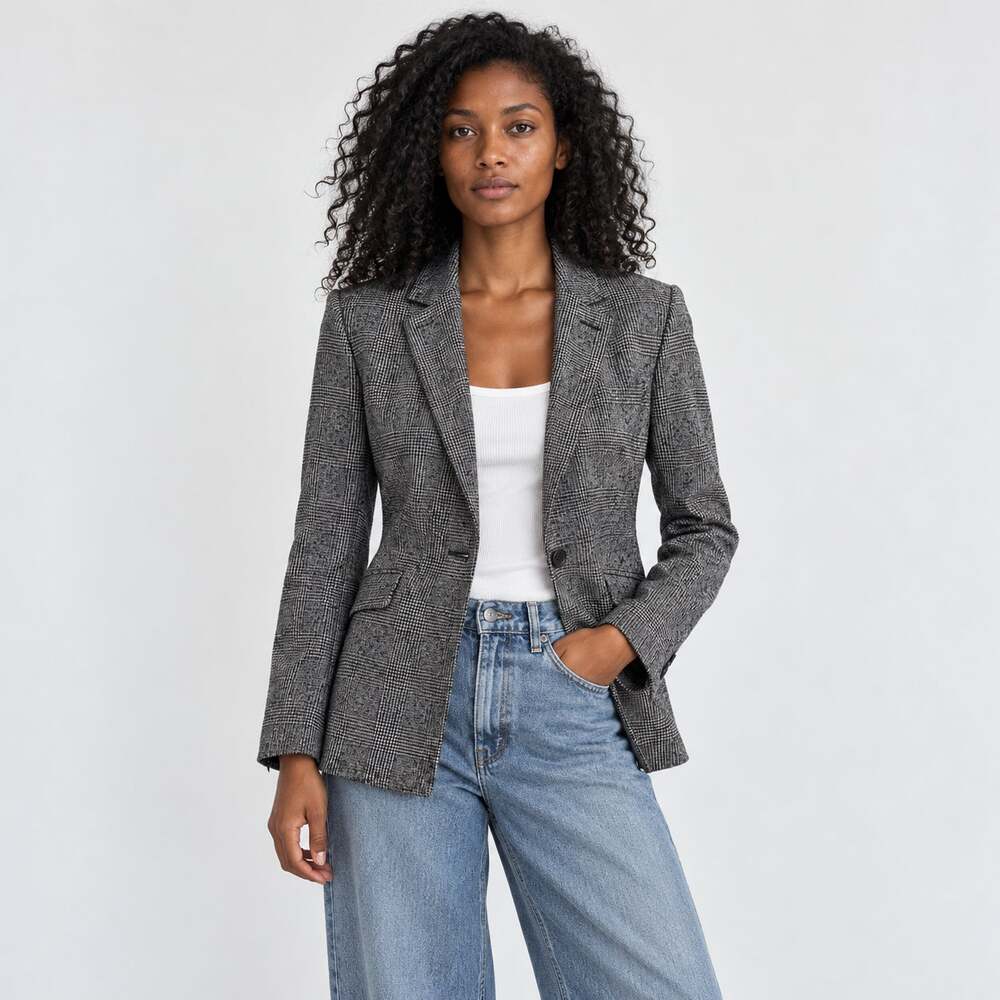 Rag & Bone Gray Wool Blend Plaid Blazer Size 4